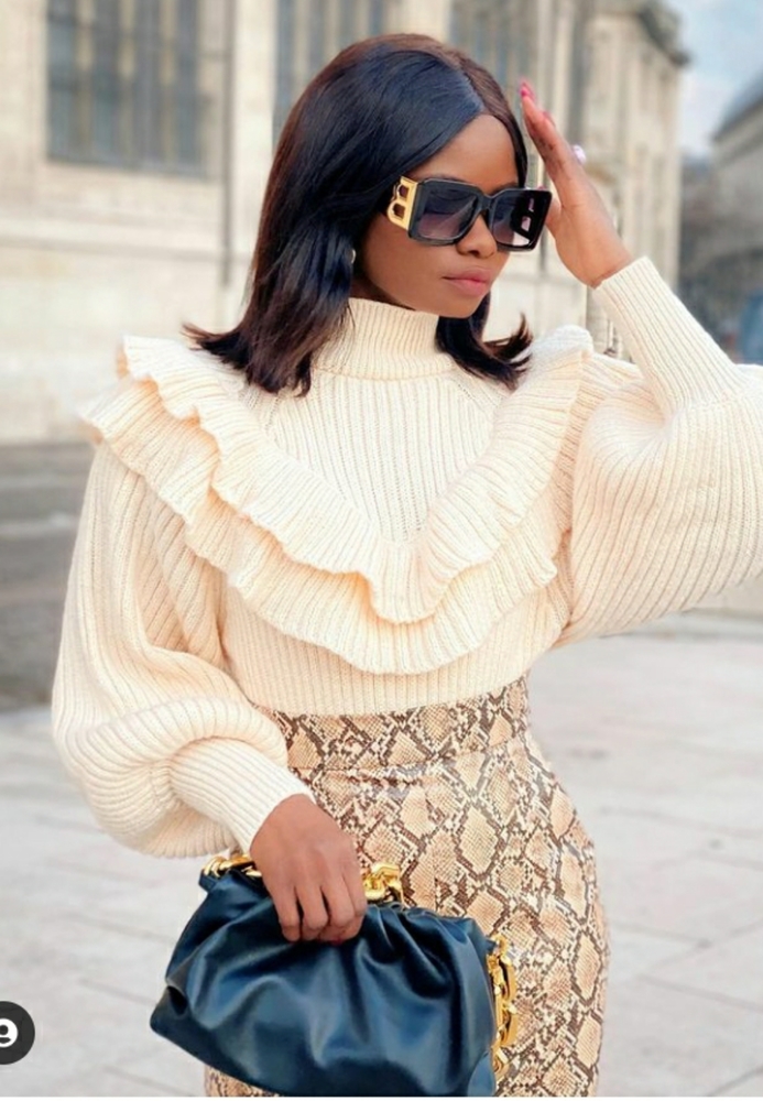 H&M flounced rib knit sweater blogger's favorite